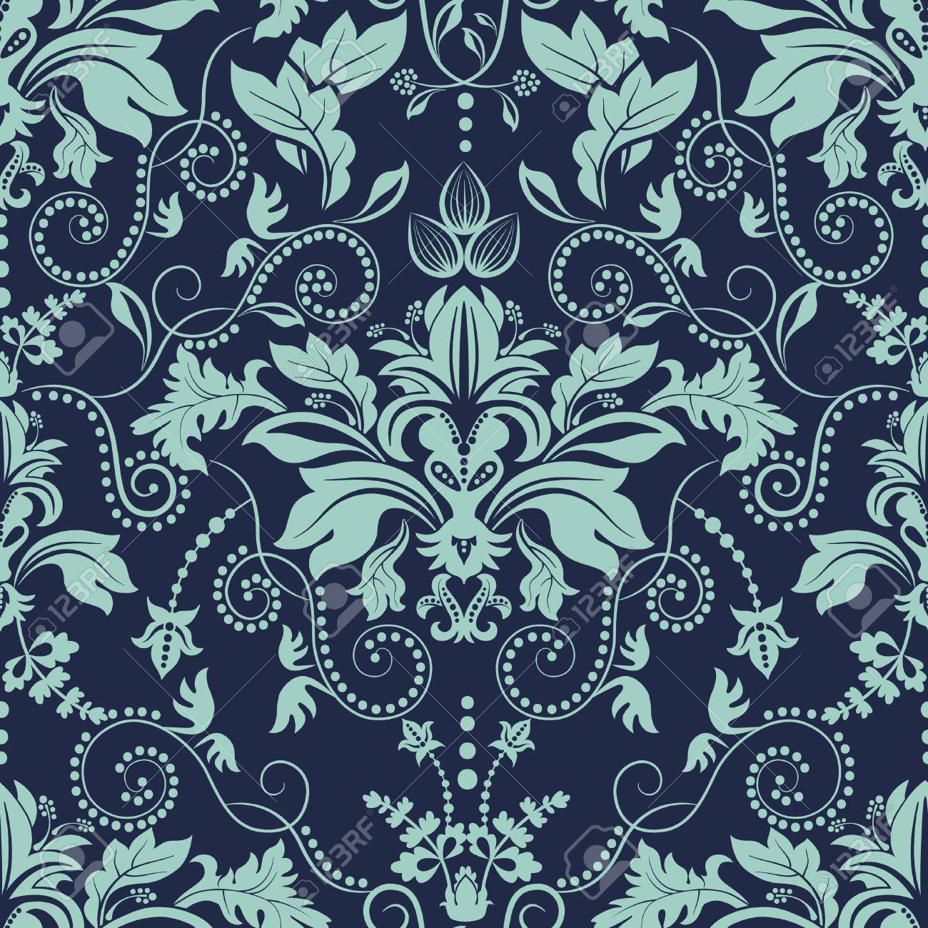 seamless damask pattern dark floral background wallpaper royalty
