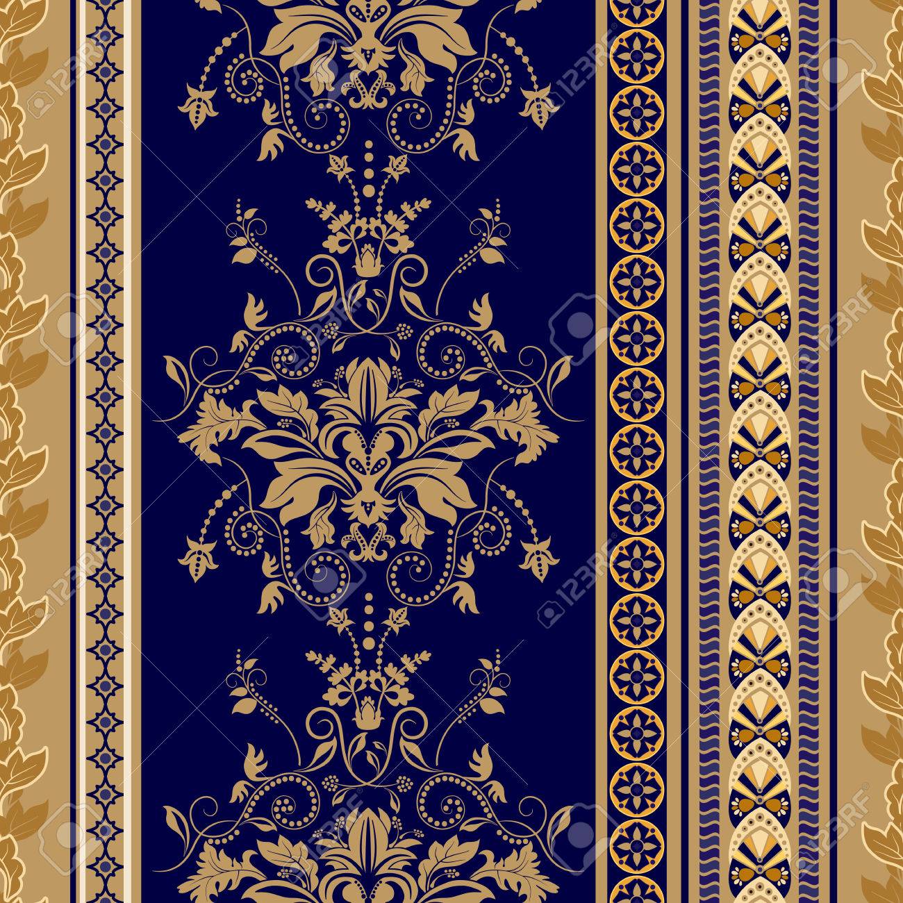 Vector Seamless Damask Pattern Colorful Rococo Background Royalty Free Cliparts Vectors And Stock Illustration Image