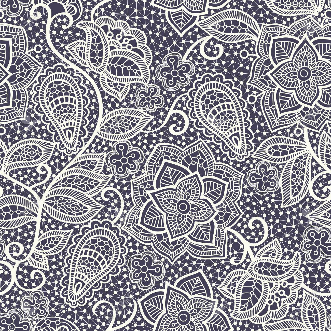 シームレスなパターン ベクトル レース 花柄レースの壁紙 のイラスト素材 ベクタ Image