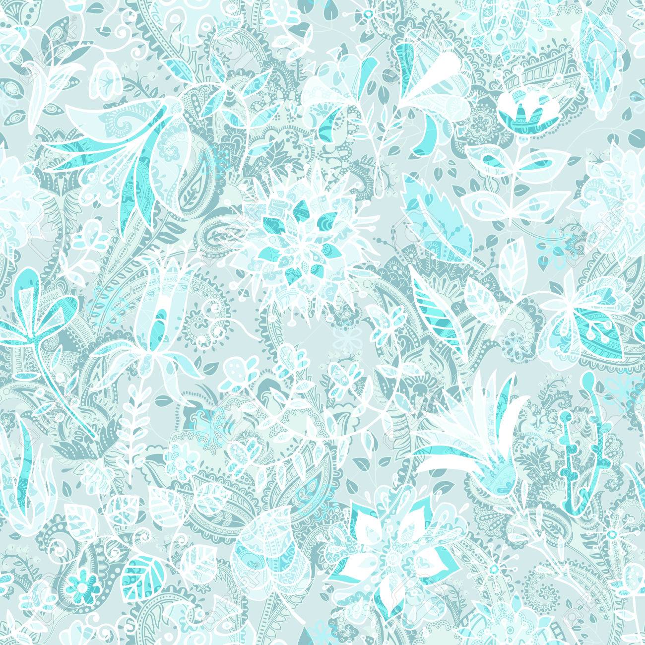 Light floral seamless pattern. Plants ornament. Decorative flowers..