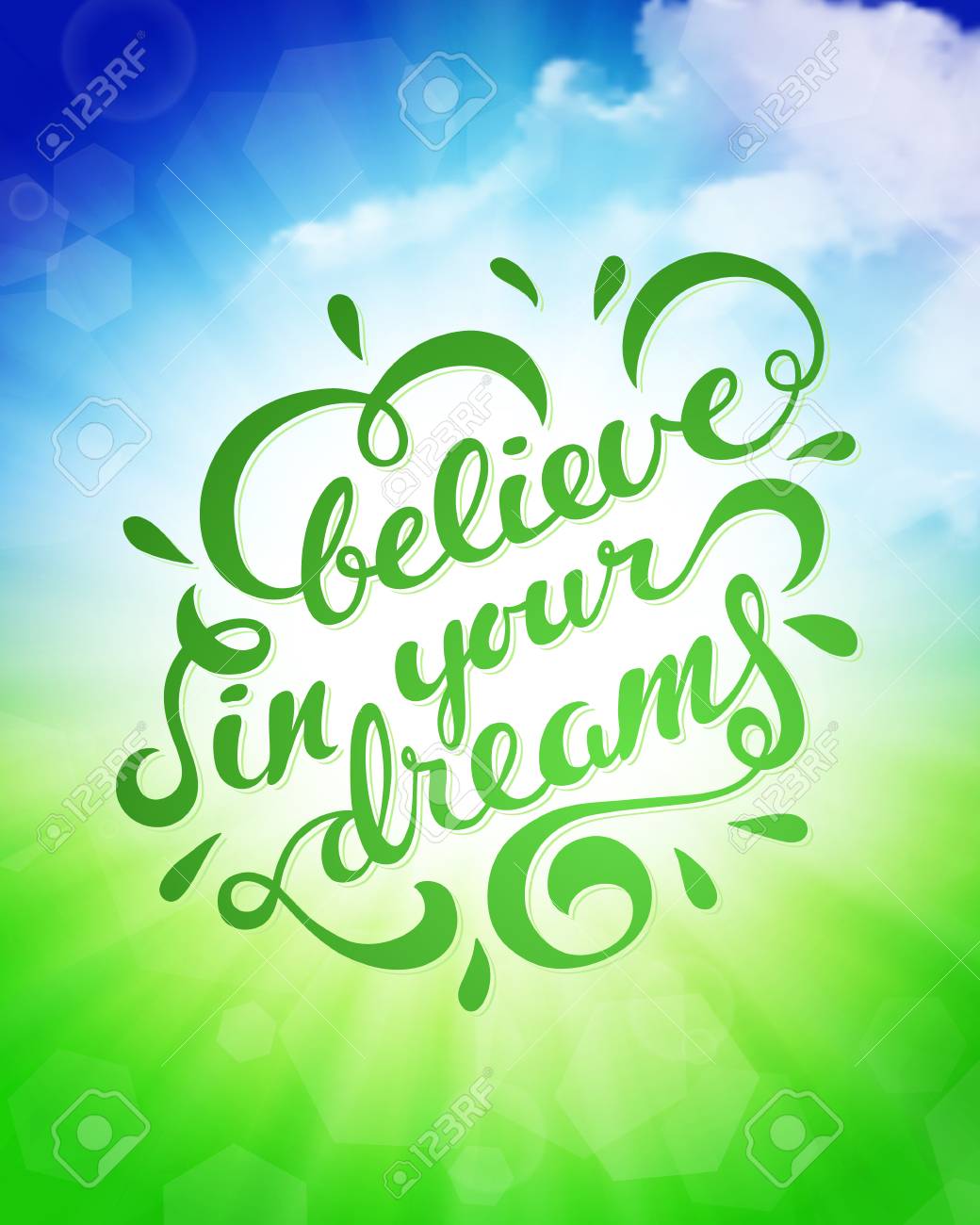 あなたの夢を信じ ベクトル手描きの文字とイラスト のイラスト素材 ベクタ Image