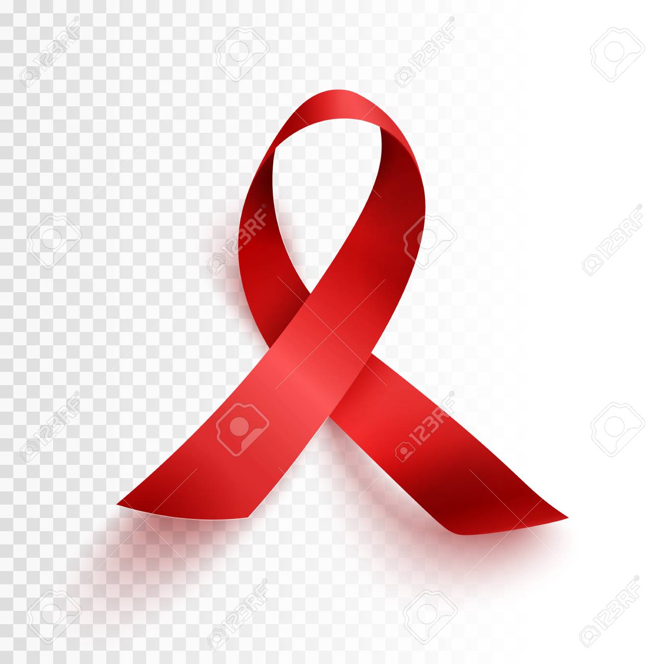 リアルな赤リボン 世界エイズ日 12 月 1 日シンボル ベクトル図の