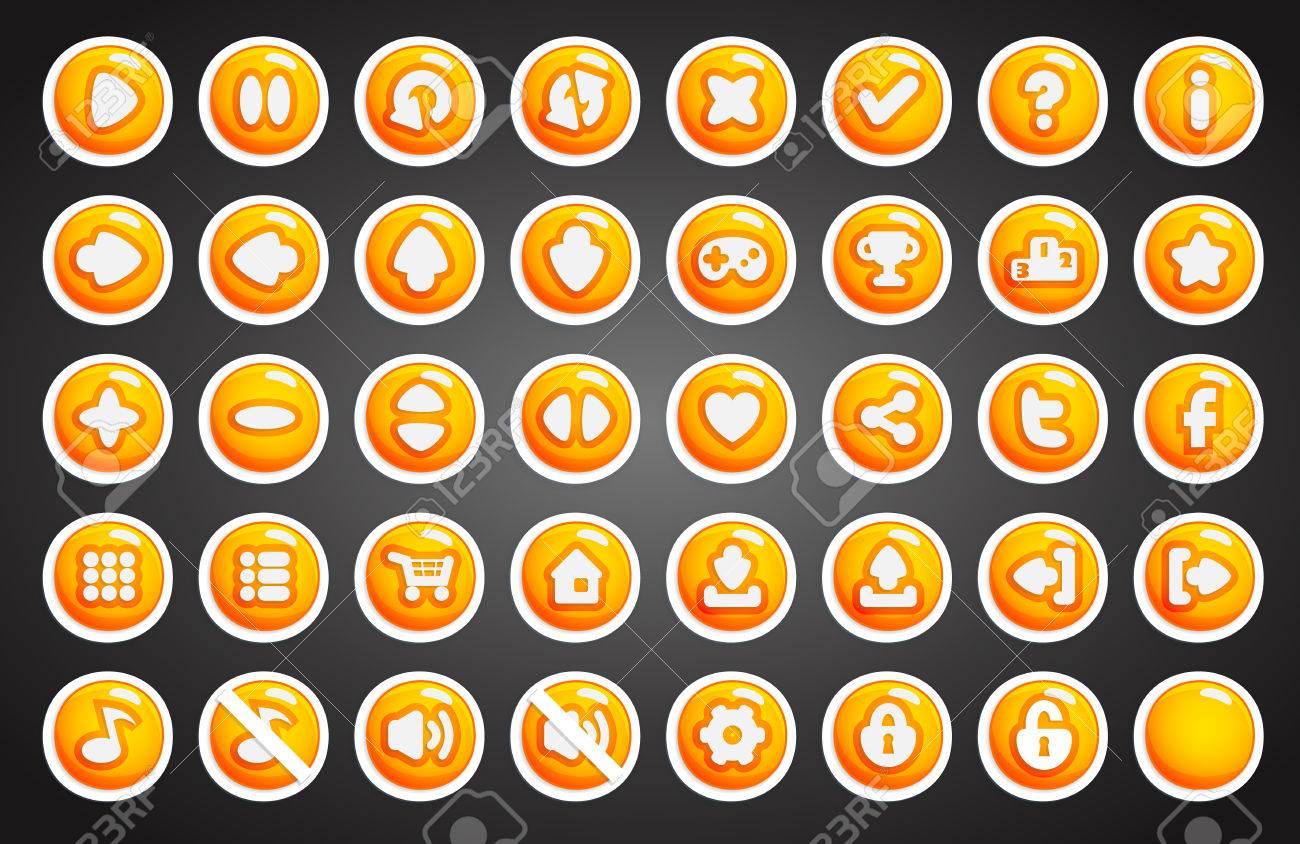 Game Buttons In Cartoon Style. 2d Game Assets Royalty Free SVG, Cliparts, Vectors, And Stock Illustration. Image 63585159. Game Buttons In Cartoon Style. 2d Game Assets Royalty Free SVG, Cliparts, Vectors, And Stock Illustration. Image 63585159.