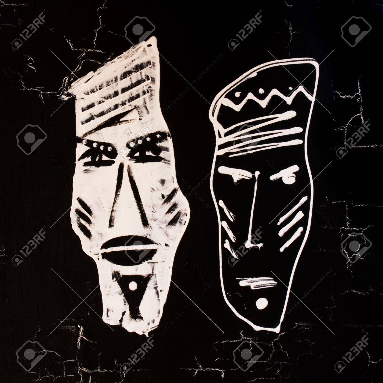 Handpainted african design black and white artwork is created and painted by myself stock photo