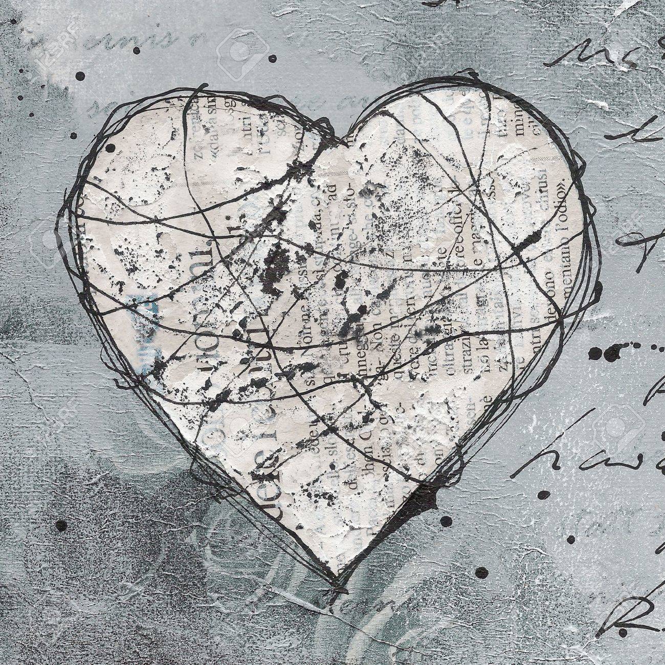 Collage With Heart, Artwork Is Created 