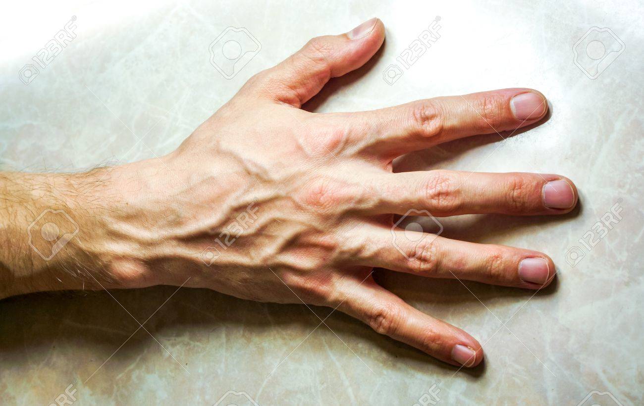 手の部分は 水平テーブルに横たわっていた 右手 5 本の指ときちんとしたフラット彼の手の背面に爪します 成功したビジネスマンは テーブルに手を置く の写真素材 画像素材 Image