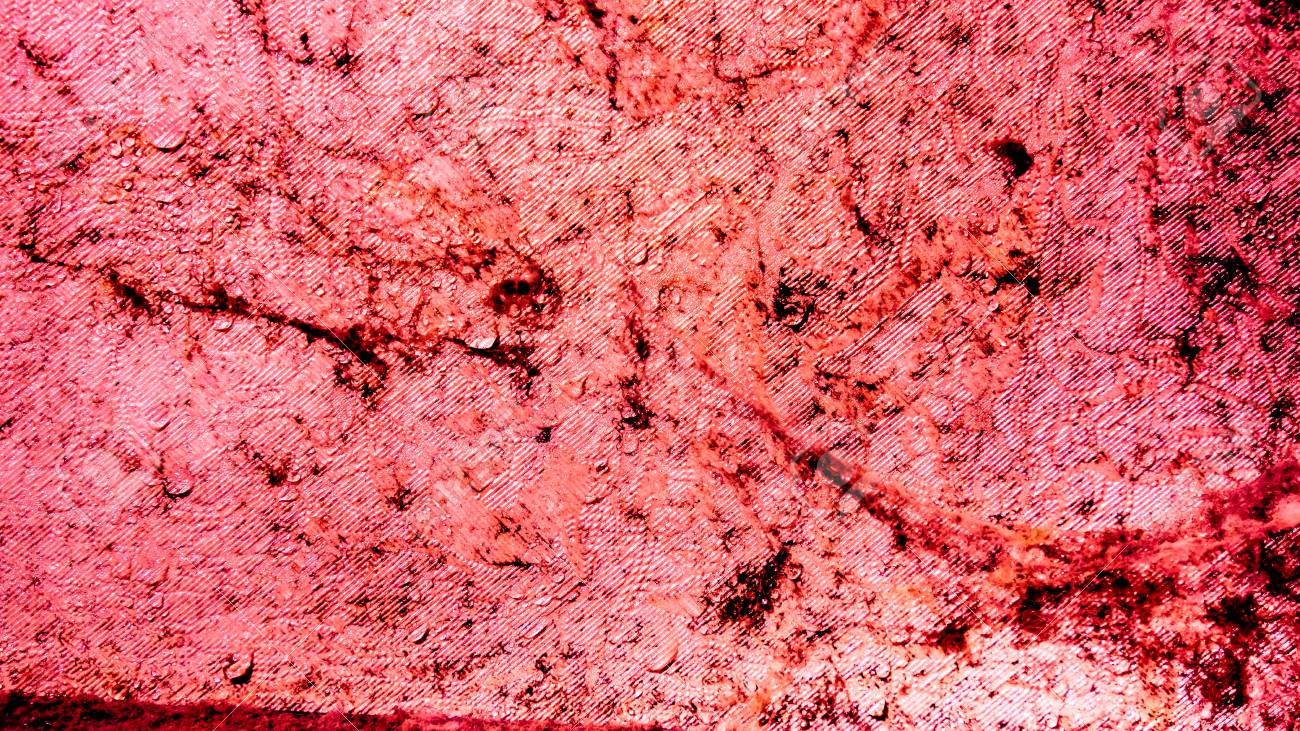 Bloody Red Wall With Spider Web Black Mold And Clear Water Drops