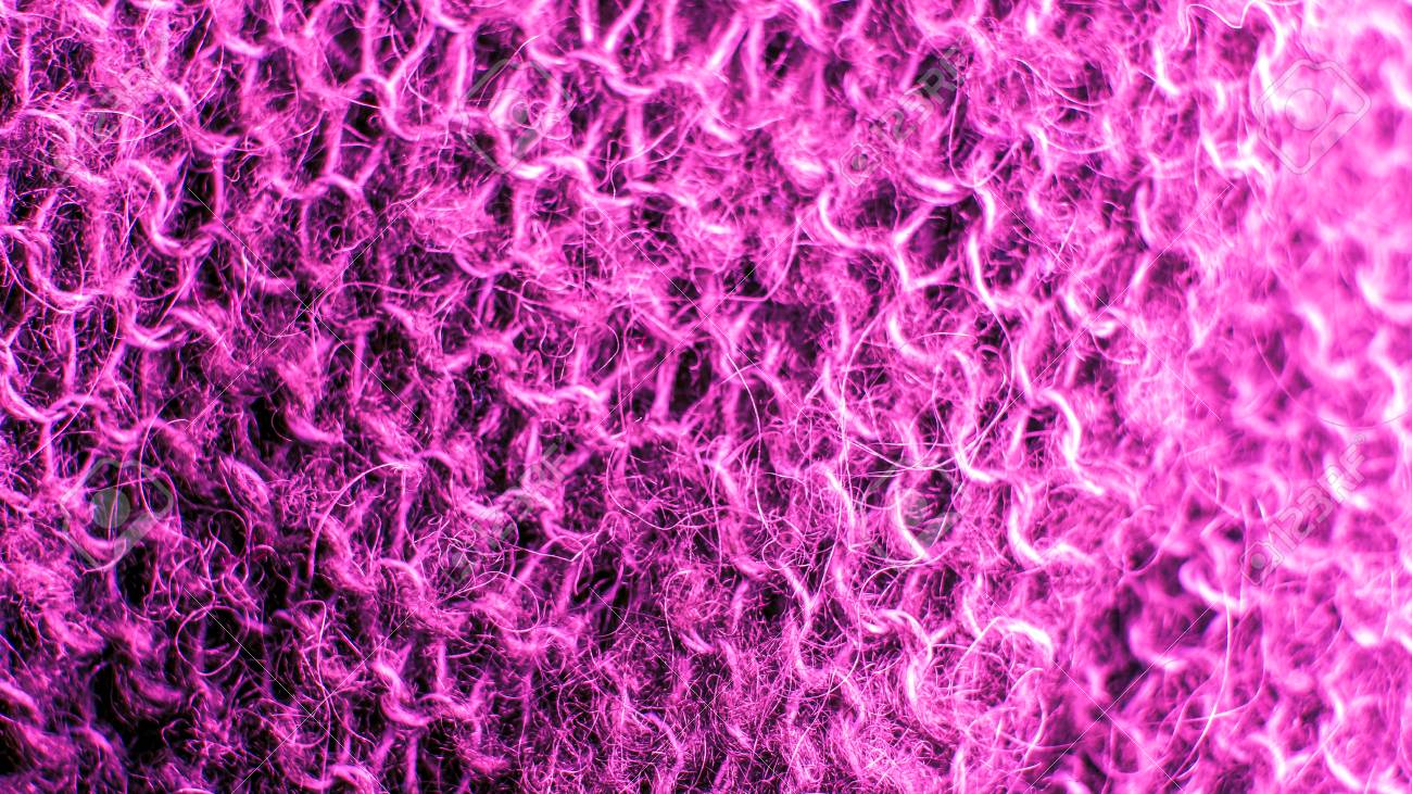 クリムゾン ピンク暖かいウール ニット空中ループと編み物の明確に識別パターン テクスチャ カラフルなニット生地背景をクローズ アップ 暖かいウール マフラー セーター服 の写真素材 画像素材 Image