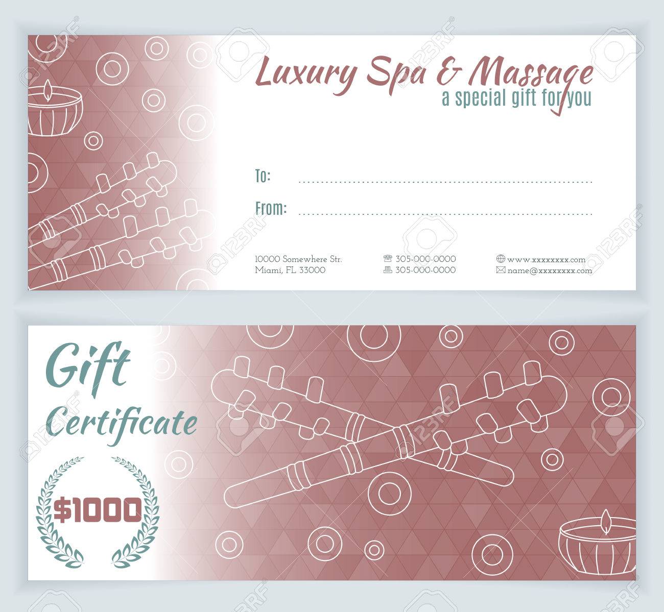 spa massage gift certificate template with hand drawn thai massage gift cheque template
