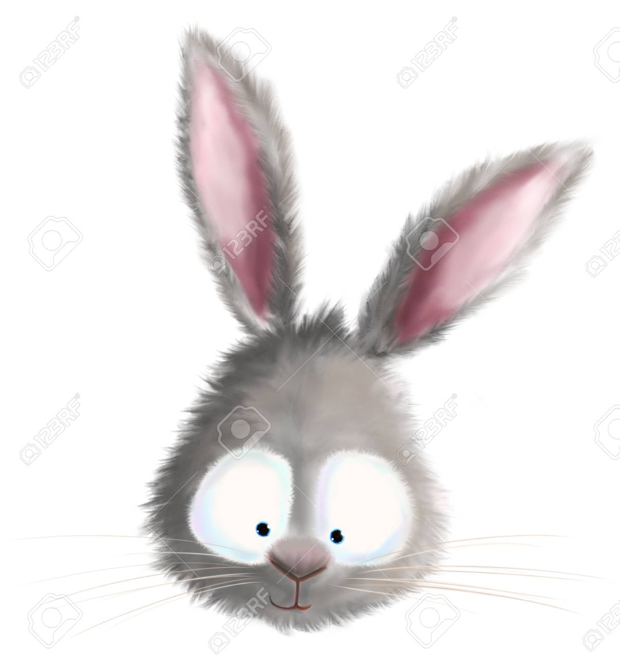 大きな耳のイラストがかわいいうさぎウサギの頭 の写真素材 画像素材 Image