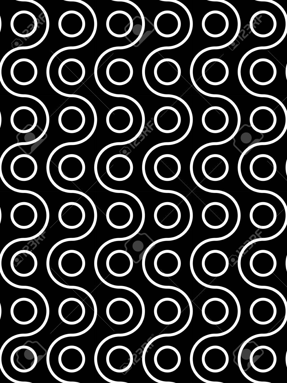 モダンなシームレスな幾何学パターン柄 黒と白の抽象的な幾何学的な背景 壁紙印刷 白黒のレトロな質感 流行に敏感なファッション デザインをベクトルします のイラスト素材 ベクタ Image