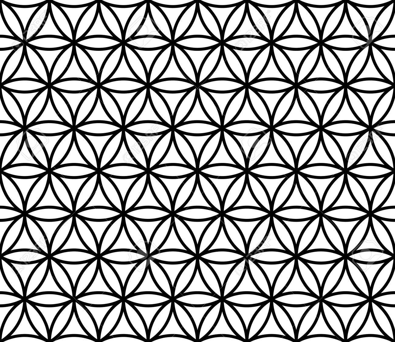 Vector modern seamless sacred geometry pattern flower of life, black and white abstract geometric background, subtle pillow print, monochrome retro texture, hipster fashion design - 53938928 Vector modern seamless sacred geometry pattern flower of life, black and white abstract geometric background, subtle pillow print, monochrome retro texture, hipster fashion design - 53938928