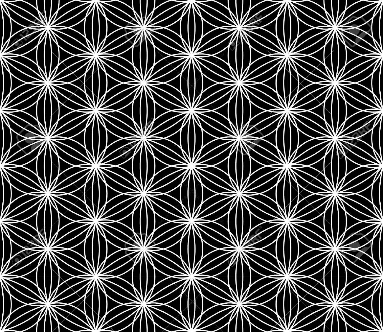 Vector Modern Seamless Sacred Geometry Pattern Flower Of Life, Black And  White Abstract Geometric Background, Subtle Pillow Print, Monochrome Retro  Texture, Hipster Fashion Design Royalty Free SVG, Cliparts, Vectors, and  Stock Illustration., image size:1300x1126