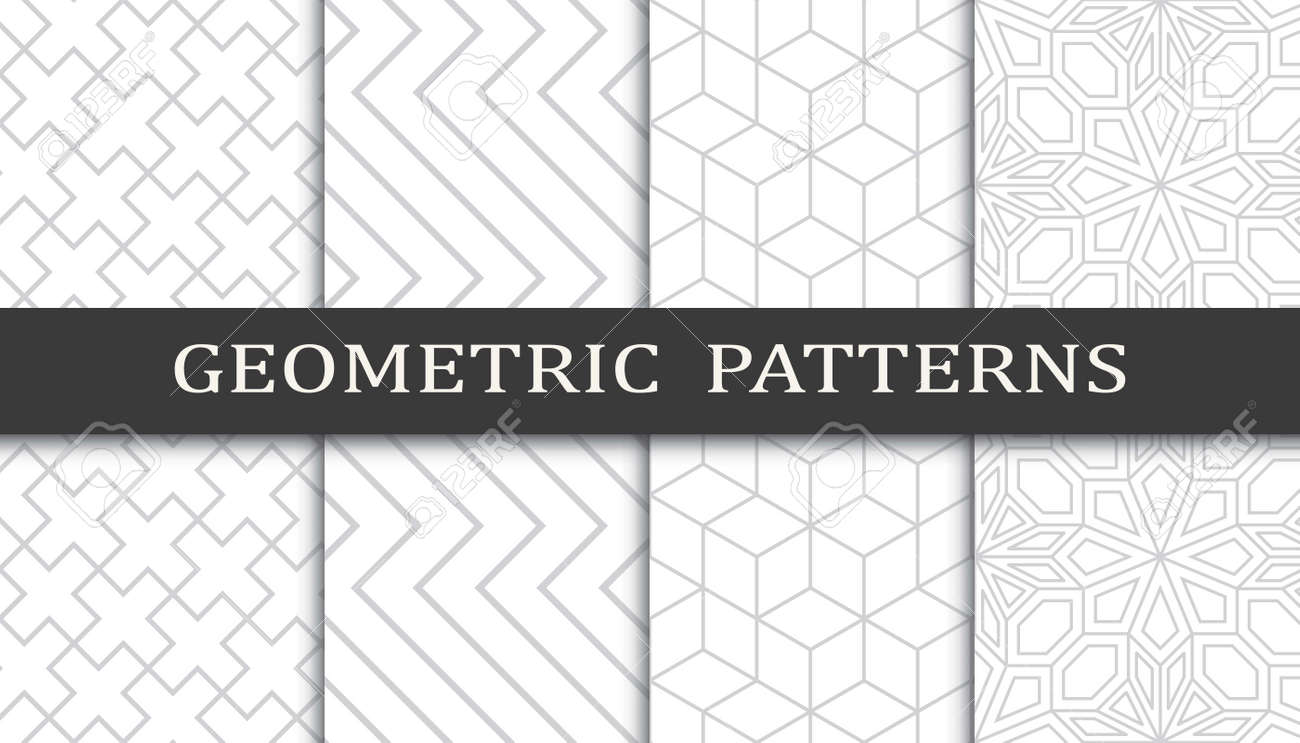 Set of geometric seamless patterns. Abstract geometric graphic design print pattern. Seamless geometric gray lines pattern. - 152490487 Set of geometric seamless patterns. Abstract geometric graphic design print pattern. Seamless geometric gray lines pattern. - 152490487