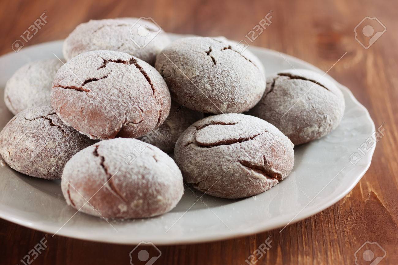 Brownie Krinkle Cookies Powdered Sugar Chocolate Pastry Stock Photo Picture And Royalty Free Image Image 48448802