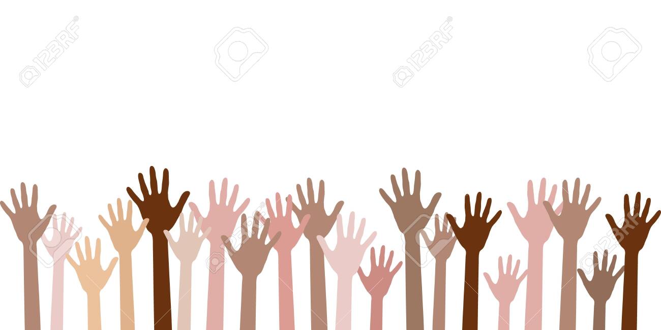 Raised Up Hands Of Different Skin Color Vector Illustration Royalty Free Cliparts Vectors And Stock Illustration Image 130130978