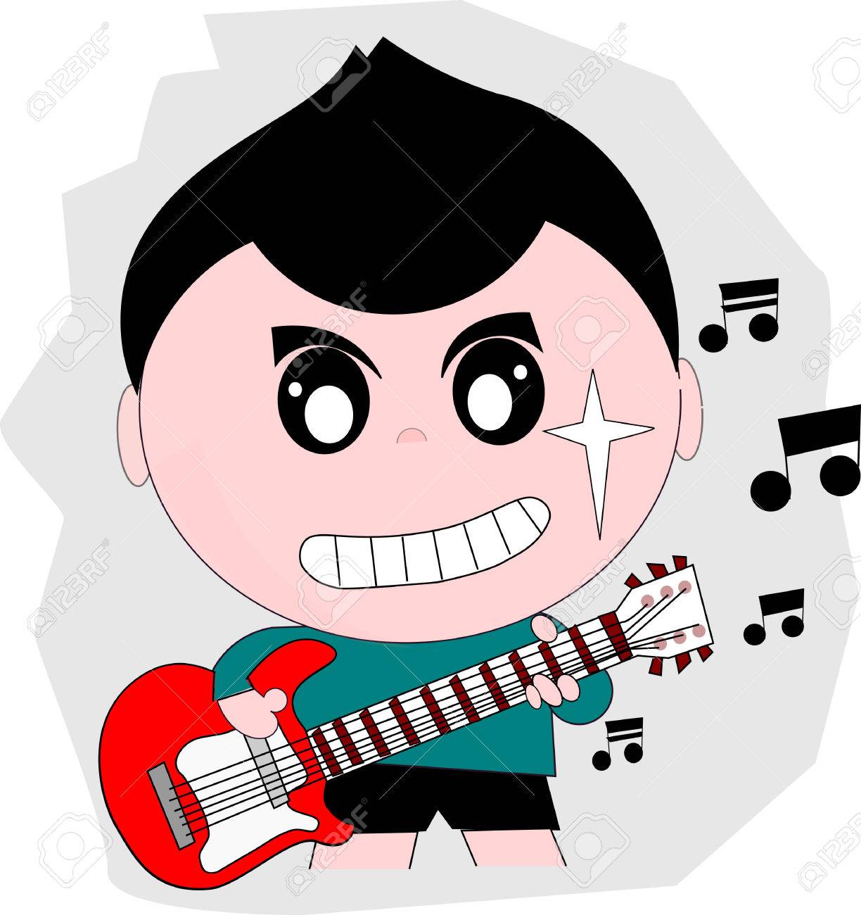 Baby Guitarist Cartoon Action With Guitar Royalty Free Cliparts Vectors And Stock Illustration Image