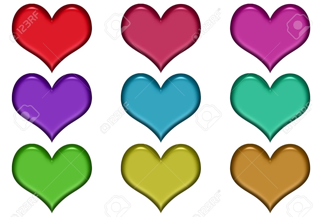 Surtido De Corazones Metalicos En Diferentes Colores Sobre Fondo Blanco Fotos Retratos Imagenes Y Fotografia De Archivo Libres De Derecho Image 4223582