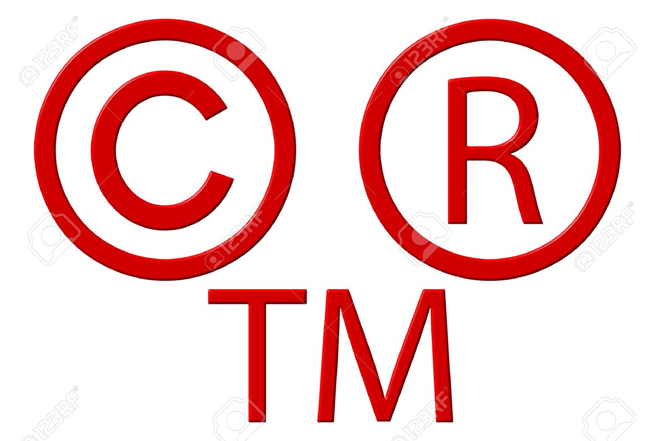 copyright registered and trademark symbols isolated over white stock trademark symbols