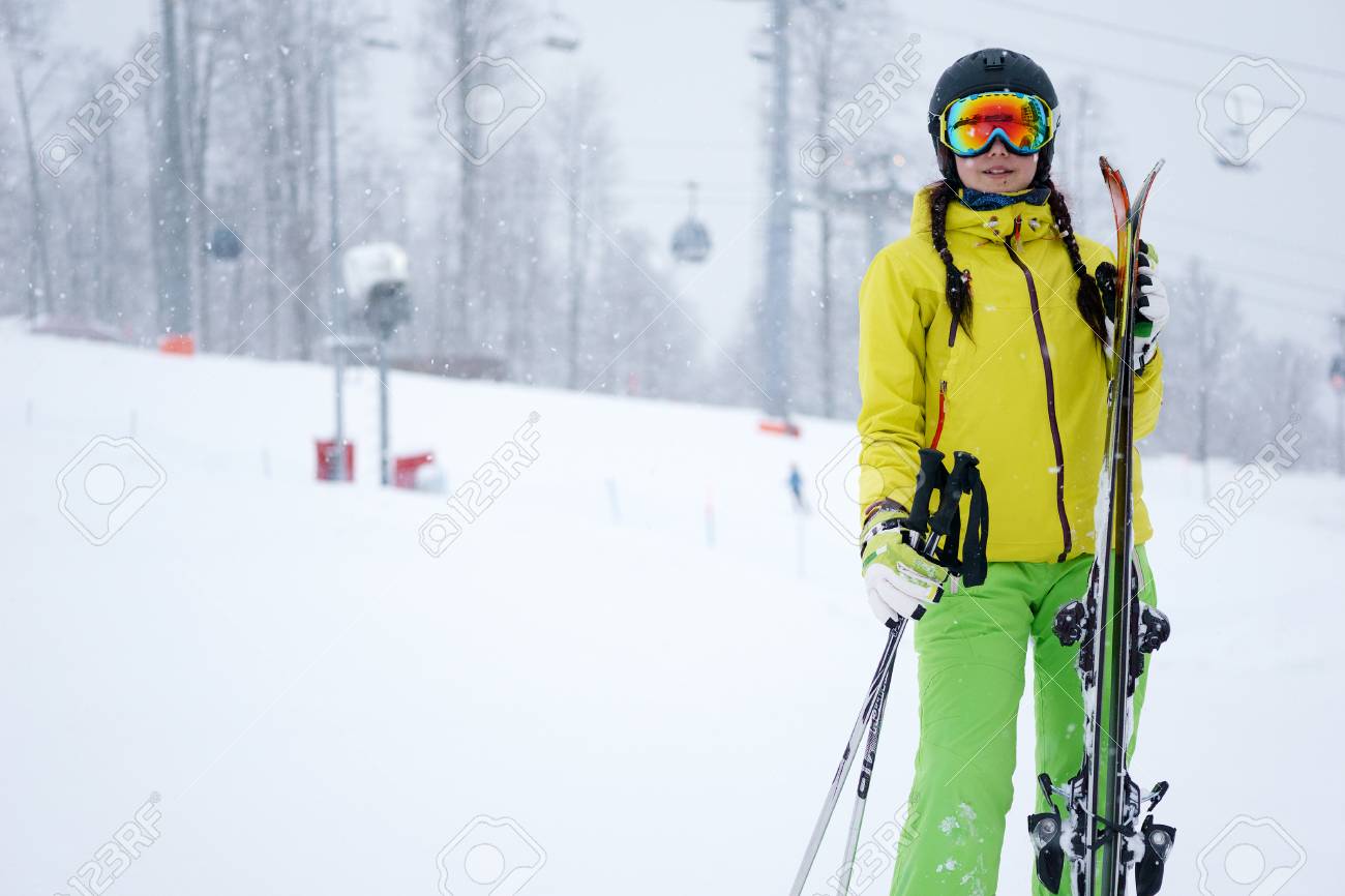 yellow ski outfit