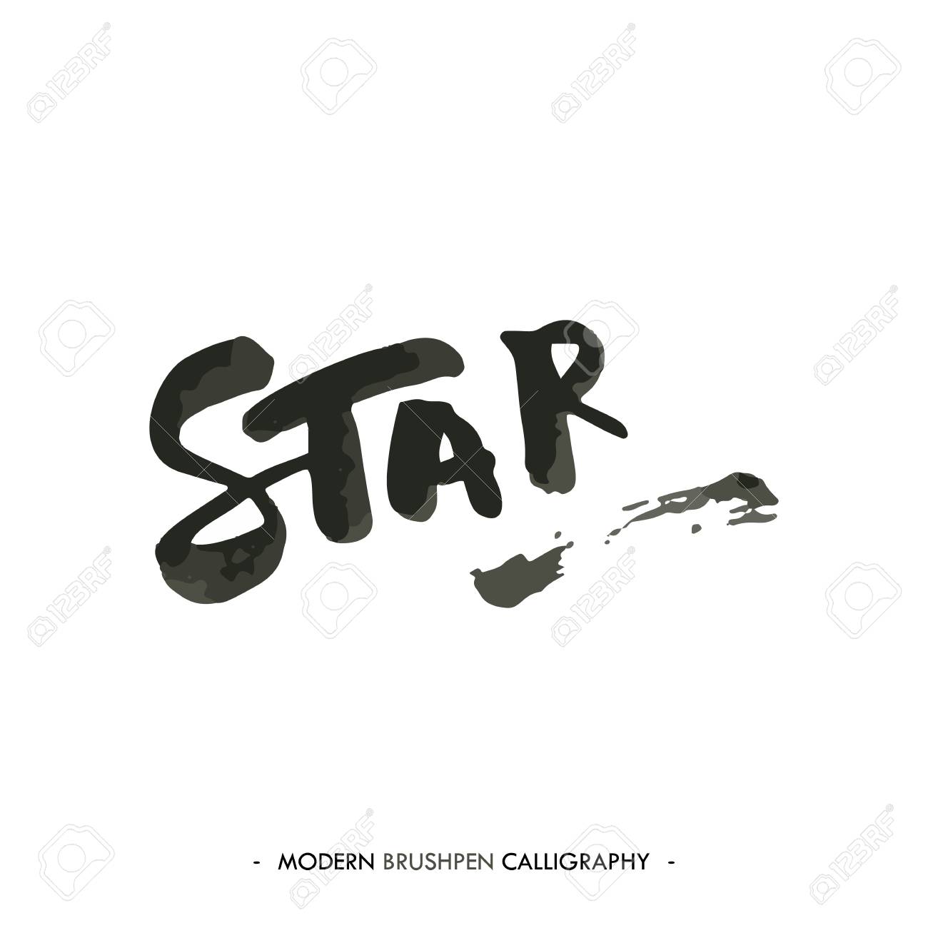 star word painted with brush in modern calligraphy style royalty
