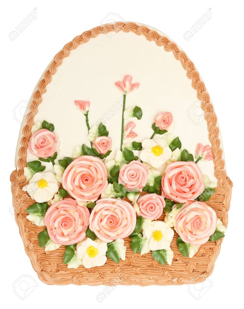 Magnifique Gateau En Forme De Panier Avec De La Creme De Fleur Sur Le Dessus Banque D Images Et Photos Libres De Droits Image