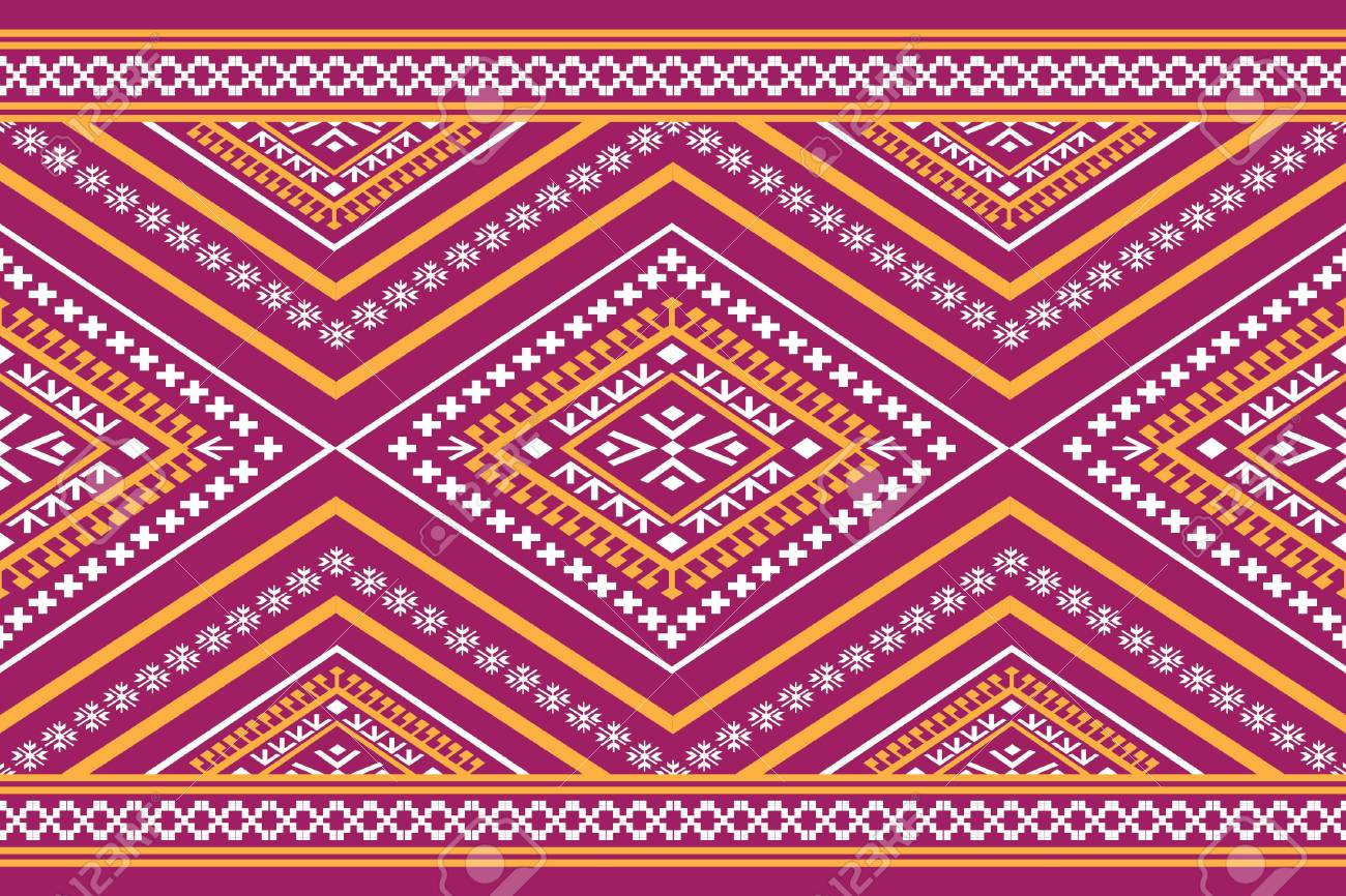 幾何学的なエスニック柄折り返し バティック ファブリック サロン ベクトル イラスト刺繍スタイルの背景 カーペット 壁紙 衣料品 伝統的なデザイン のイラスト素材 ベクタ Image