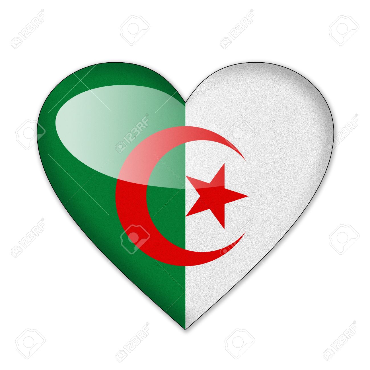 Drapeau Algerie En Forme De Coeur Isole Sur Fond Blanc Banque D Images Et Photos Libres De Droits Image