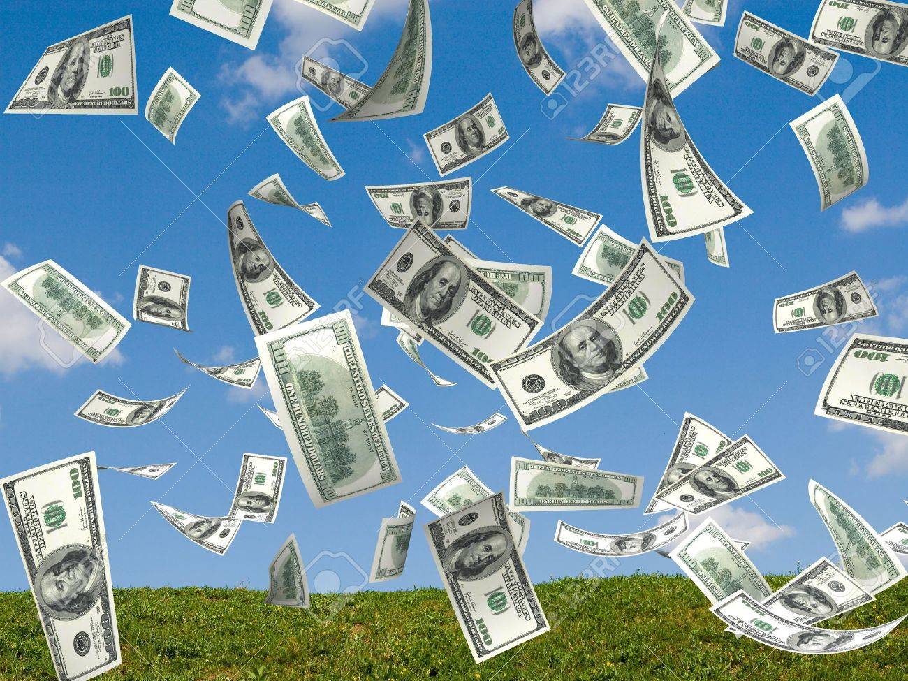 money falling in the