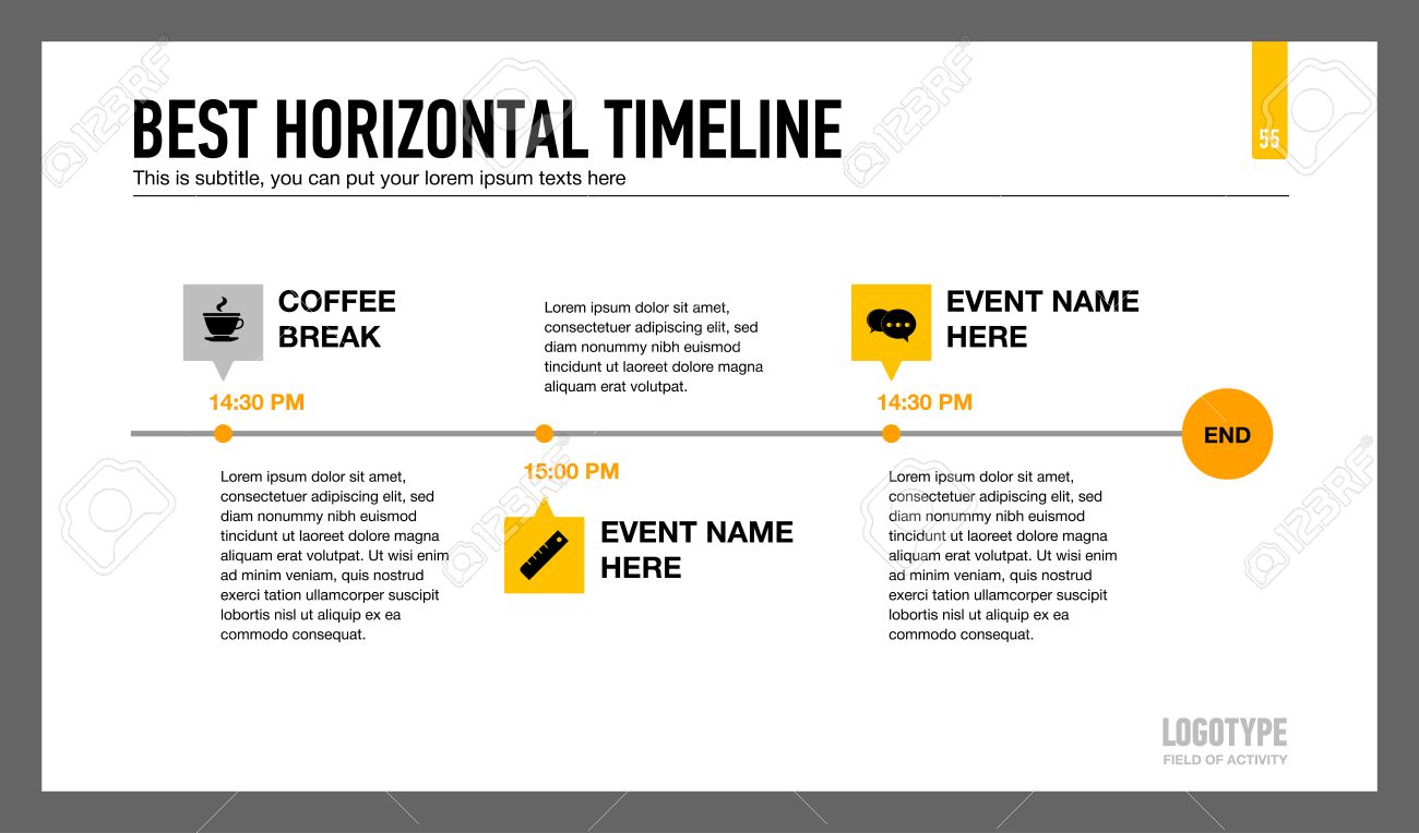 editable infographic template of horizontal timeline with icons horizontal timeline