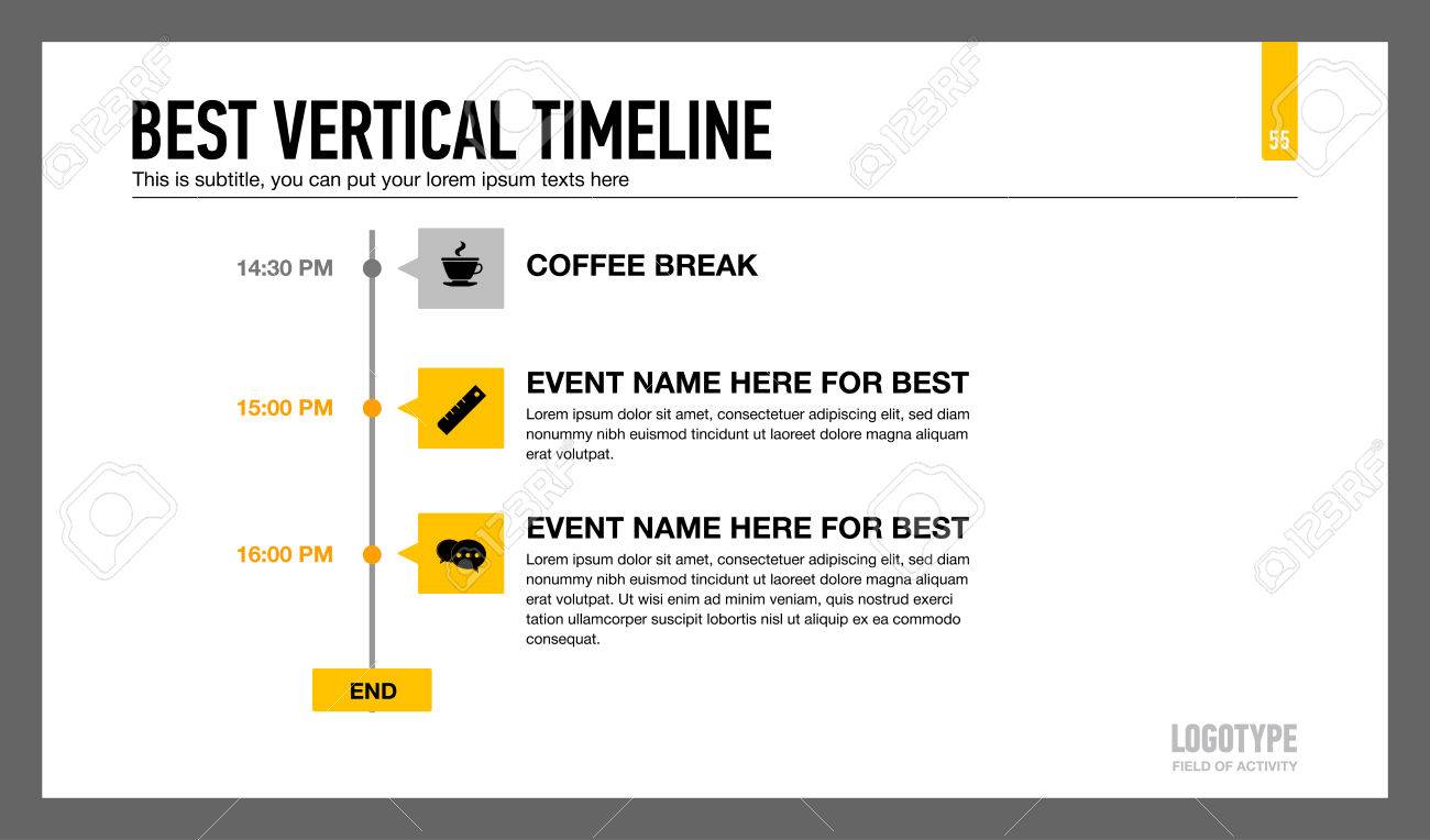 editable infographic template of vertical timeline with icons