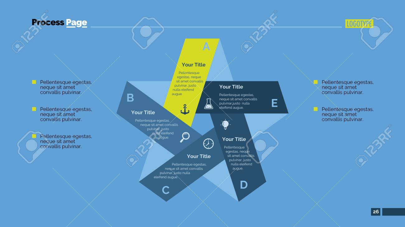 editable presentation slide template of process chart including editable star template