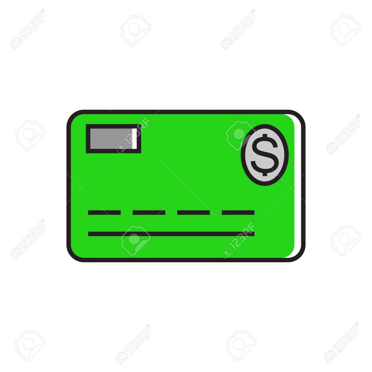 ドル記号の付いたクレジット カードのイラスト。財務、現金以外のお金、お支払いします。お金の概念。お金、金融、銀行のようなトピックに使用できます。のイラスト素材・ベクター  Image 59718563