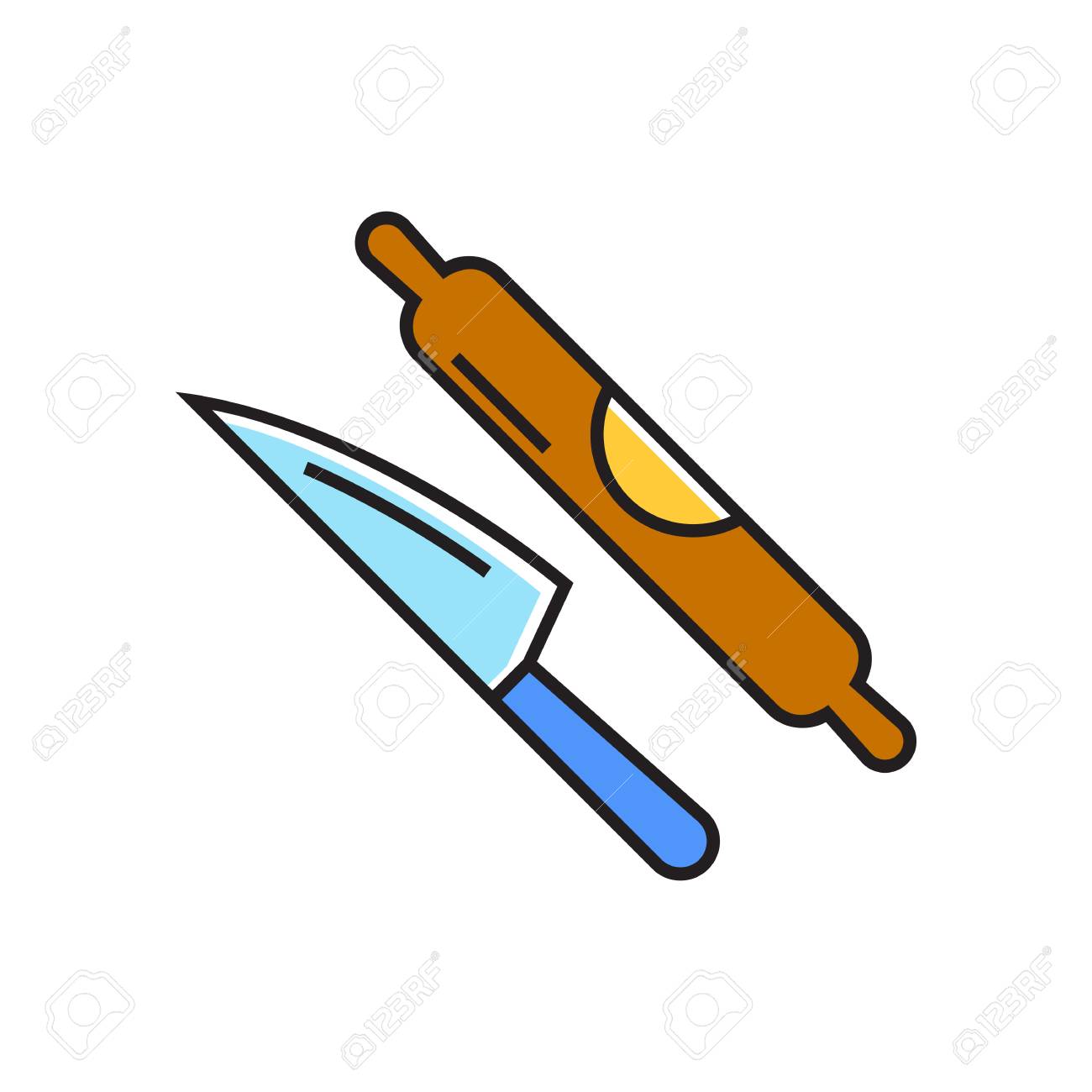 Coltello E Mattarello. Utensili Da Cucina, Cucina, Cibo. Concetto Di ... Coltello E Mattarello. Utensili Da Cucina, Cucina, Cibo. Concetto Di ...
