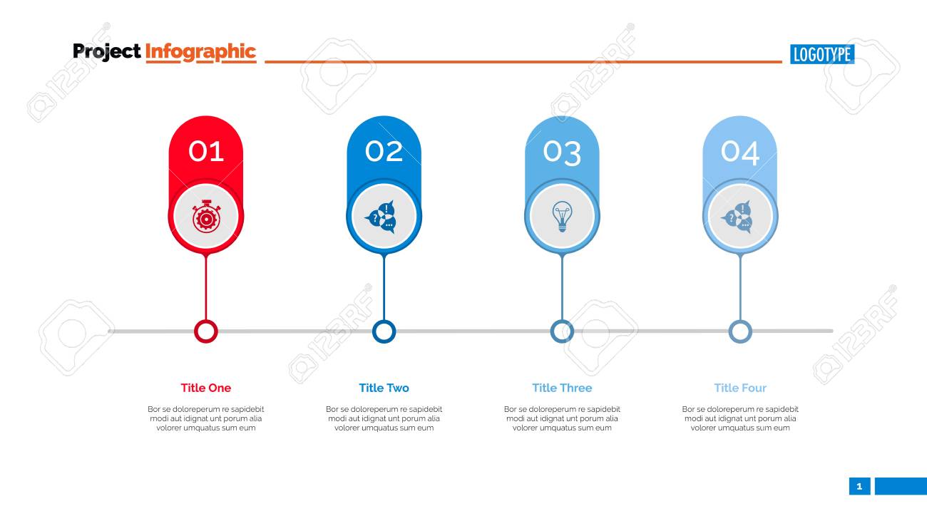 four options on timeline slide template business data graph