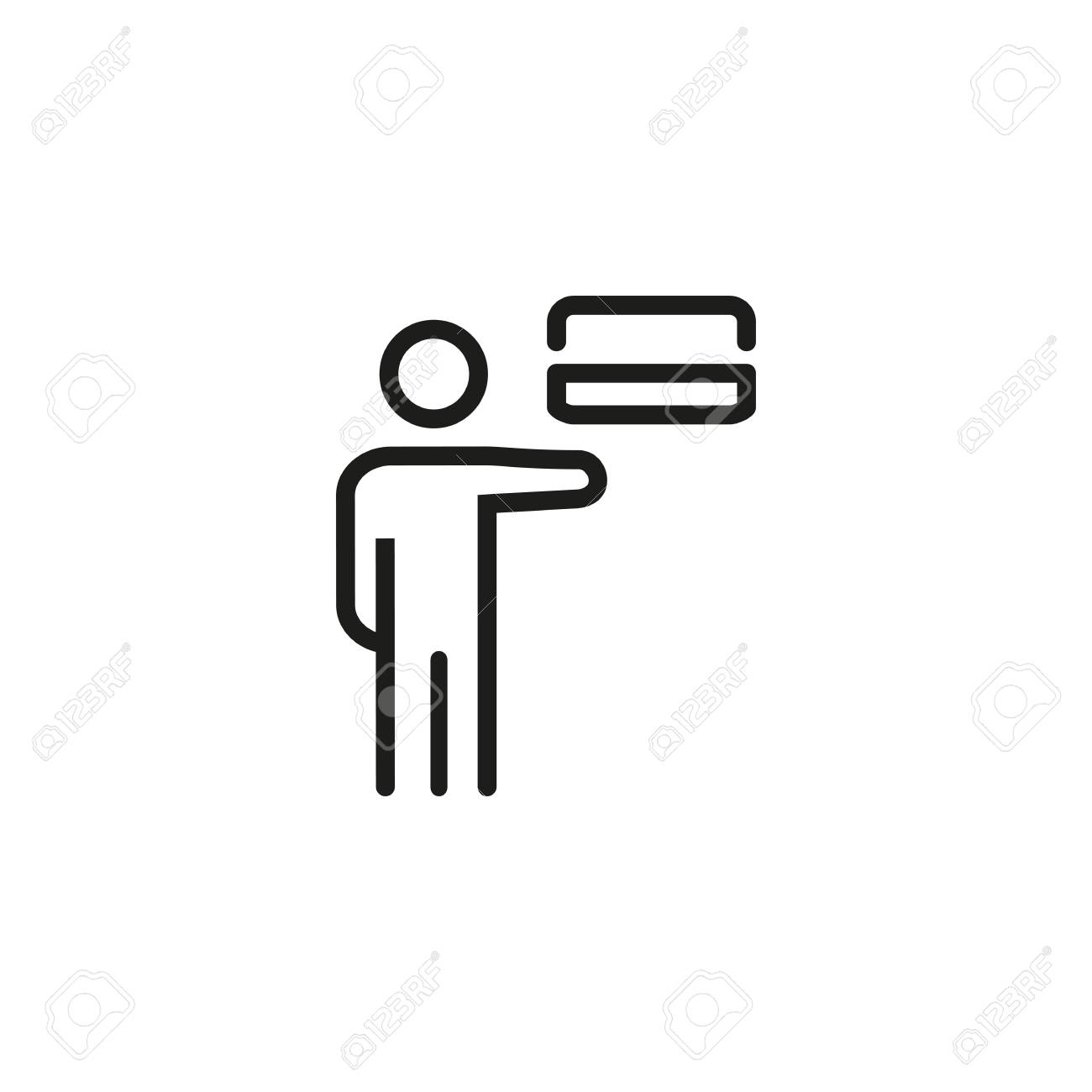 クレジットカードラインアイコンを提示する男 のイラスト素材 ベクタ Image クレジットカードラインアイコンを提示する男 のイラスト素材 ベクタ Image