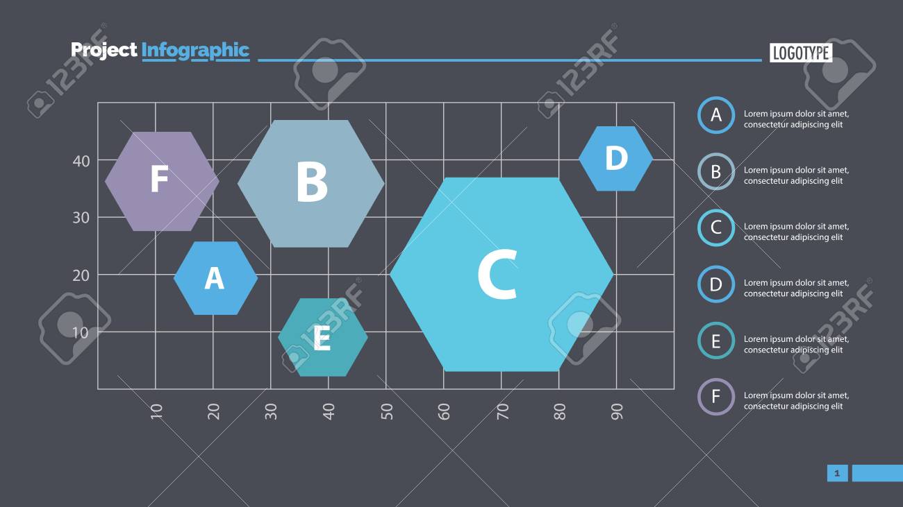 six hexagons on chart template business data graph chart design