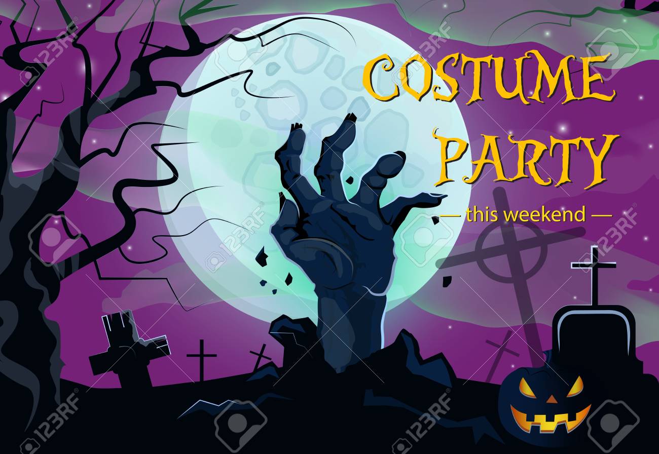 halloween costume party poster design creative lettering with halloween costume party poster