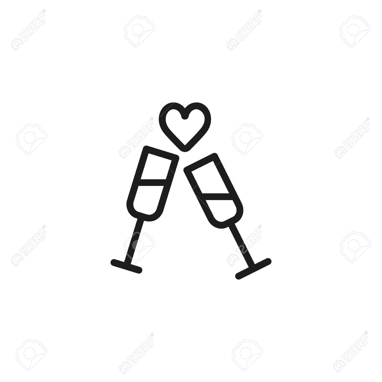 Wedding Party Line Icon Two Glasses Heart Champagne Wedding Concept Vector Illustration Can Be Used For Topics Like Marriage Merry Love Family Royalty Free Cliparts Vectors And Stock Illustration Image 114365798