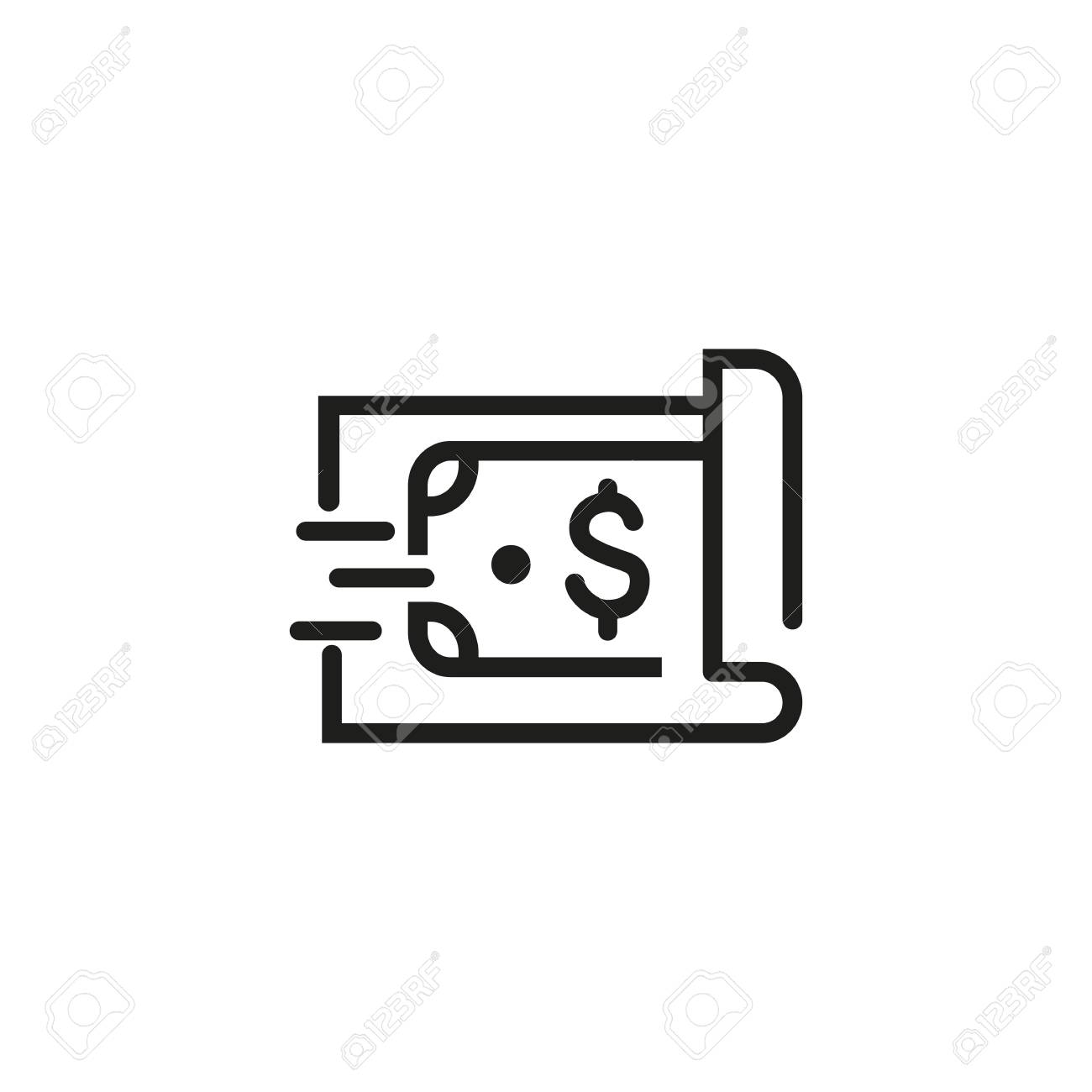 Money Transfer Line Icon Dollar Bill Currency Banking Concept - 