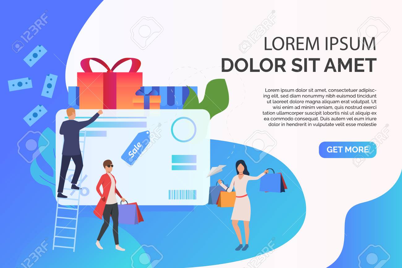 Credit Card, Presents And Shoppers Page Vector Illustration For Credit Card Templates For Sale Credit Card, Presents And Shoppers Page Vector Illustration For Credit Card Templates For Sale