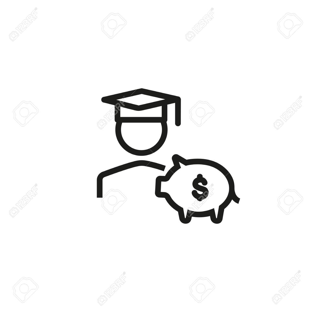 college fund line icon piggy bank student graduation budget college grad budget