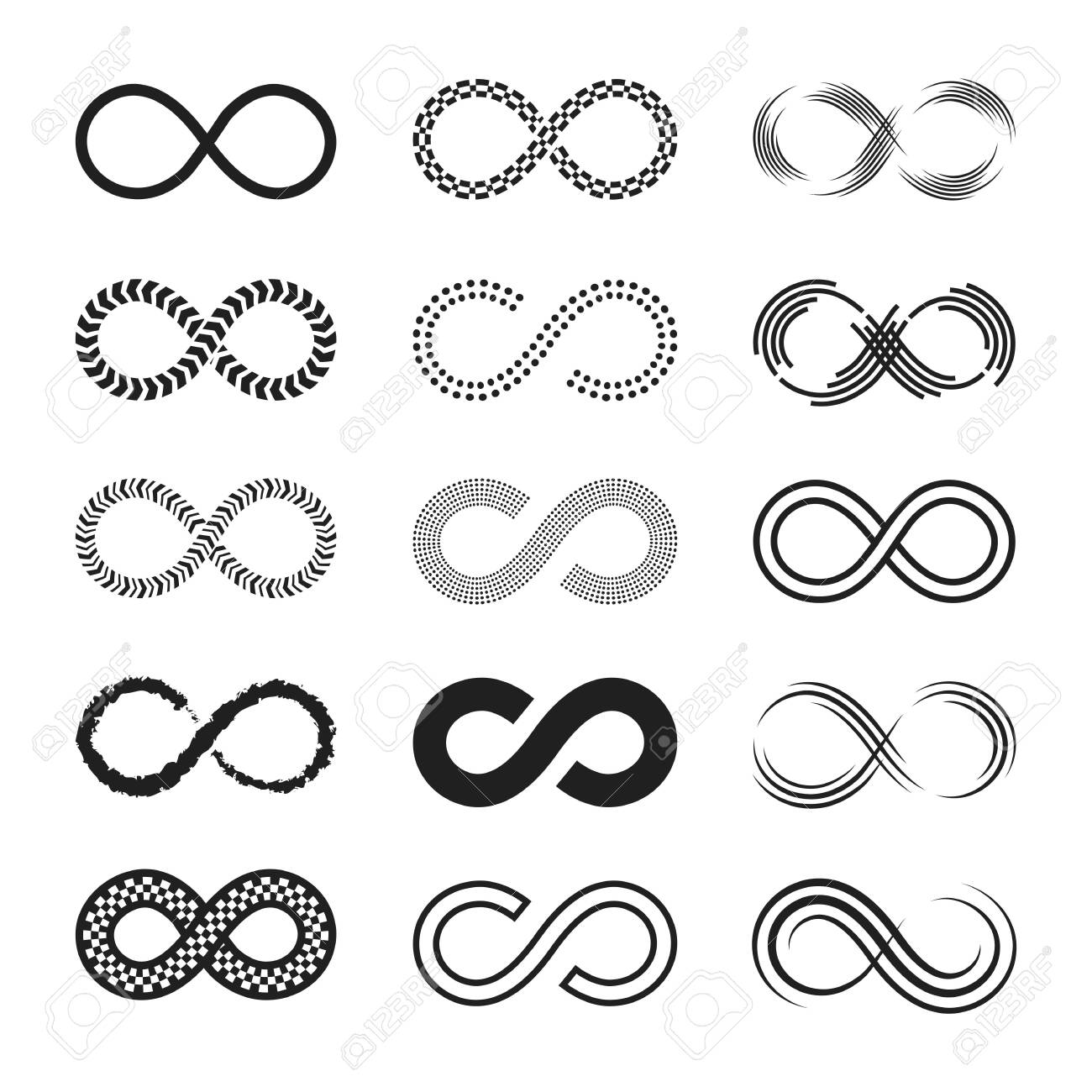 Infinity signs set. Endless eternity symbols, black eight geometric shapes isolated on white background. Can be used for logo or emblem design, Moebius loop concept - 149924259 Infinity signs set. Endless eternity symbols, black eight geometric shapes isolated on white background. Can be used for logo or emblem design, Moebius loop concept - 149924259