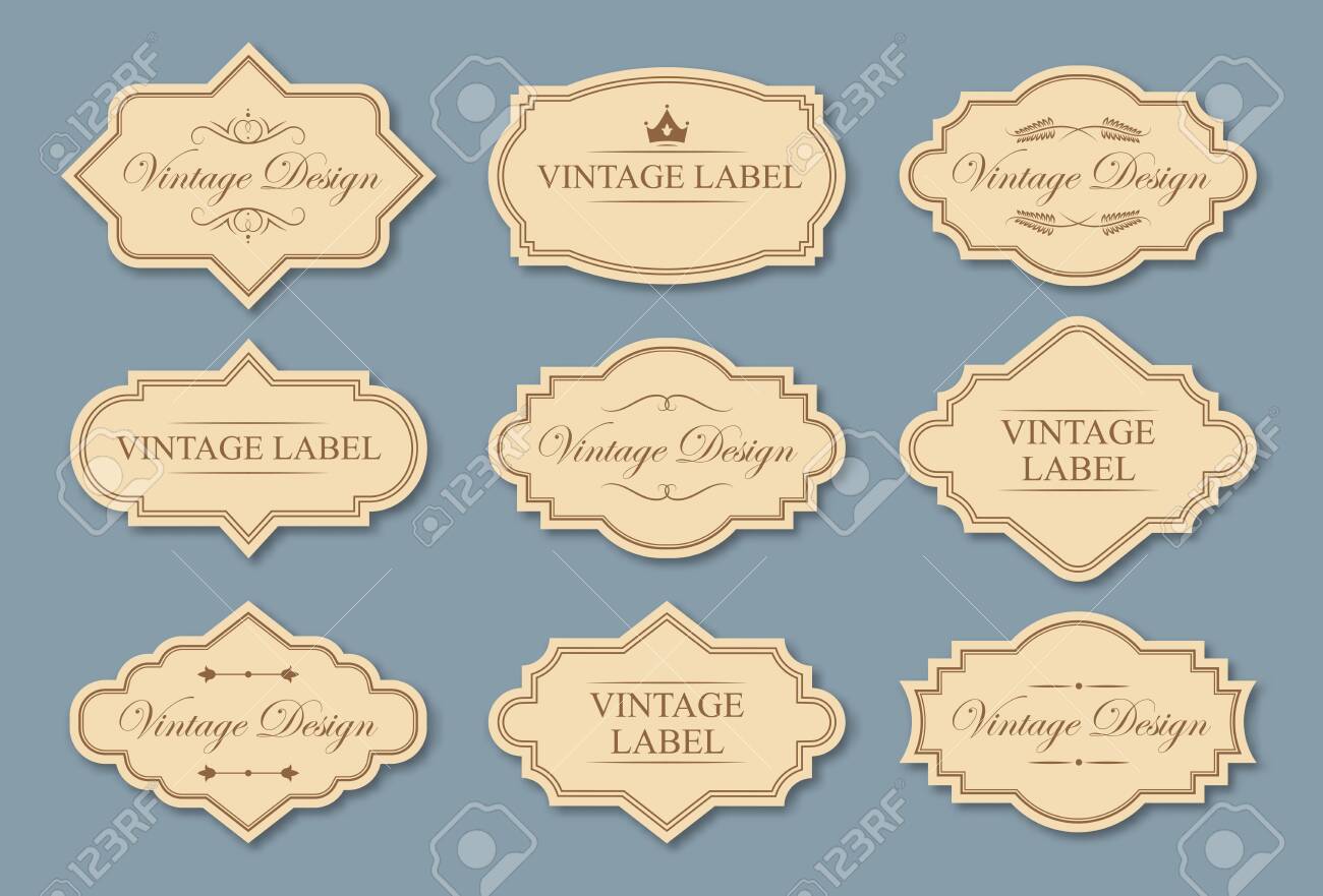 Retro Craft Labels Set. Text Samples In Traditional Frames Within Craft Label Templates Retro Craft Labels Set. Text Samples In Traditional Frames Within Craft Label Templates