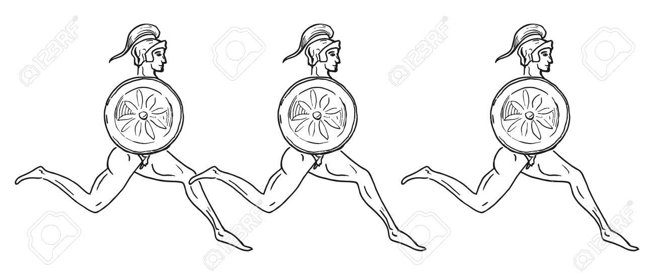 武装競走 ギリシャの壁画 実行しているギリシャの兵士のベクター イラストです のイラスト素材 ベクタ Image