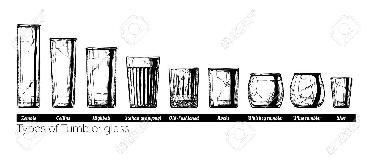 Types Of Tumbler Glass Vector Hand Drawn Illustration Of Tumblers Royalty Free Cliparts Vectors And Stock Illustration Image 81762042