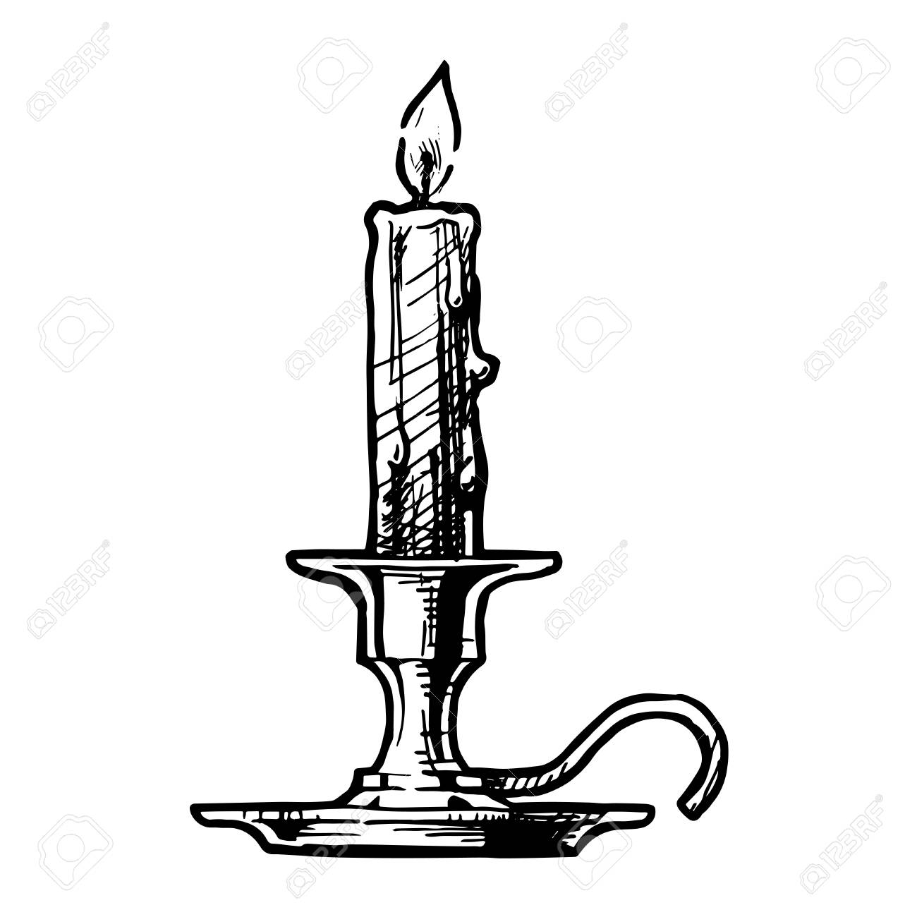 インクの手描きスタイルで燭台のベクトル手描画スケッチ のイラスト素材 ベクタ Image