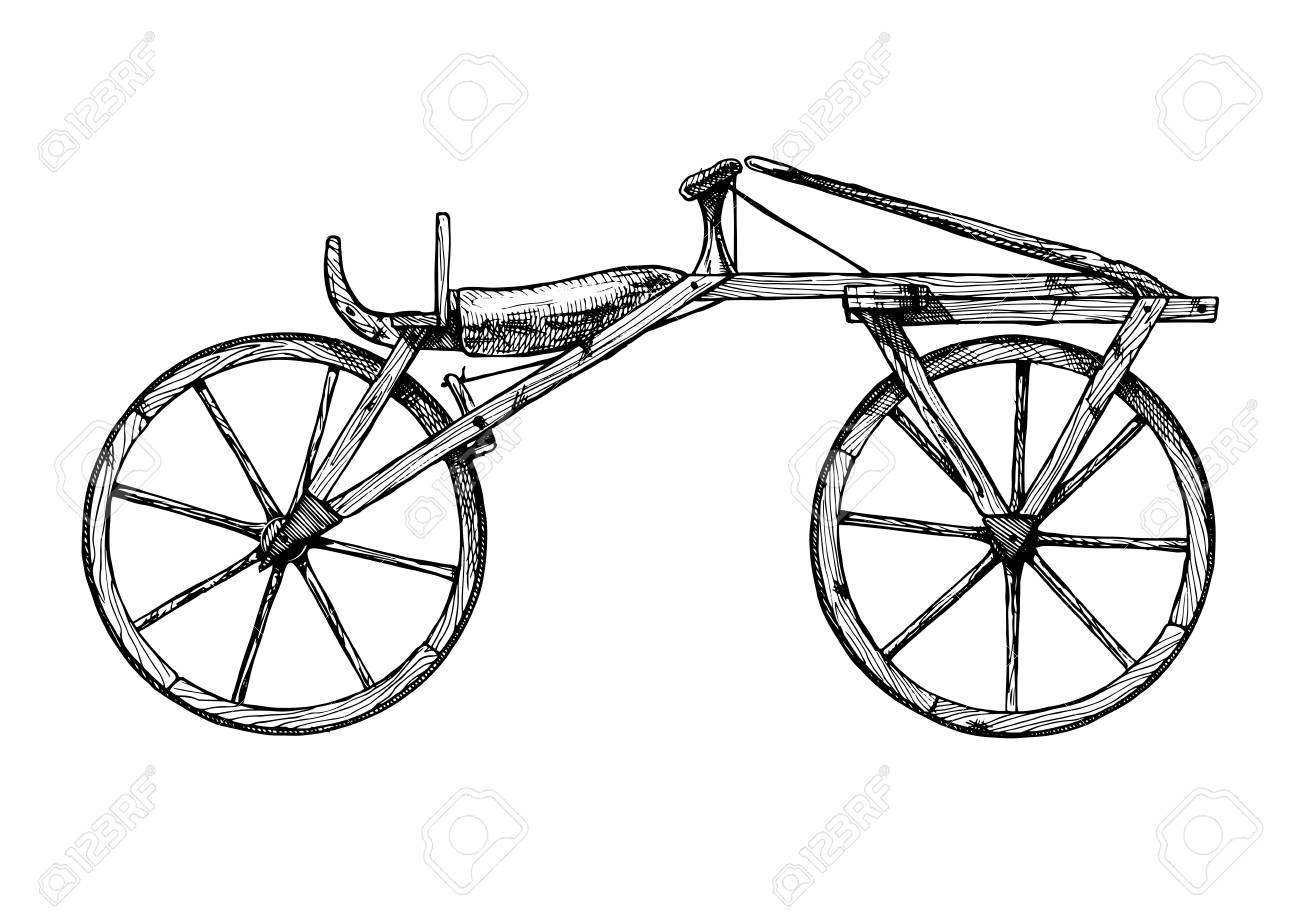 ベクトルは手レトロ木製自転車 ドライジーネの描き下ろしイラストです のイラスト素材 ベクタ Image