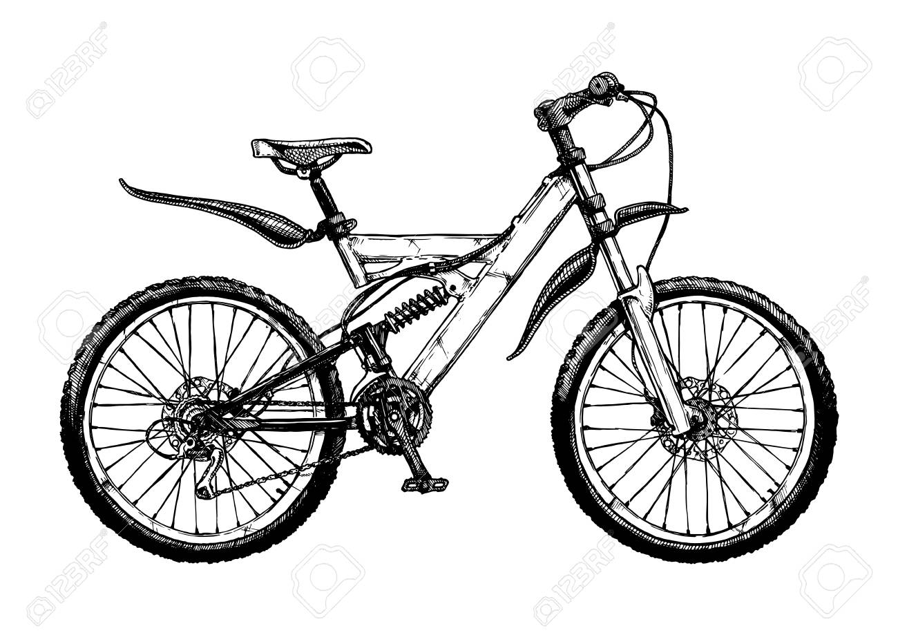 ベクトルは手下ろしイラスト インク手描きスタイルのマウンテン バイクです 統一された後部三角形のフルサス ペンションの自転車 のイラスト素材 ベクタ Image ベクトルは手下ろしイラスト インク手描きスタイルのマウンテン バイクです 統一された後部三角形のフルサス ペンションの自転車 のイラスト素材 ベクタ Image