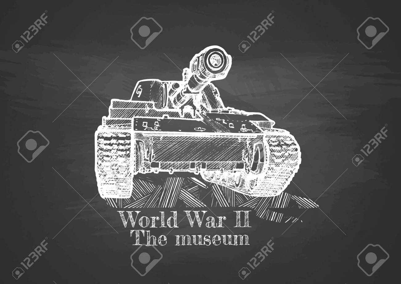 Affiche La Seconde Guerre Mondiale Le Musee Char Lourd Sur Le Tableau Clip Art Libres De Droits Vecteurs Et Illustration Image 92989023